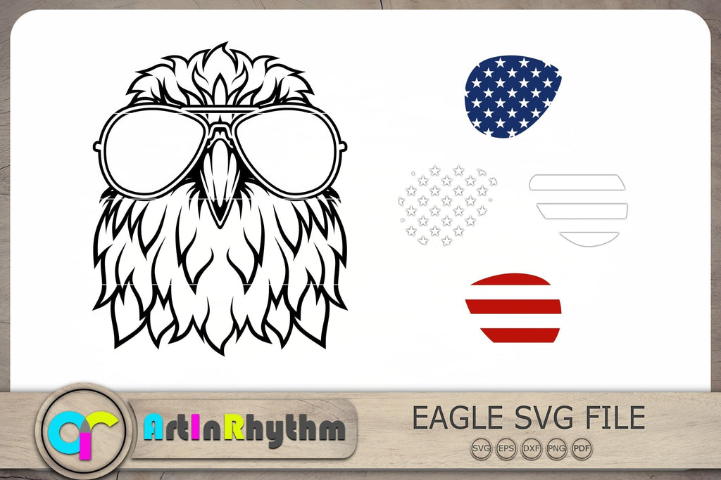 Eagle With Sunglasses Svg, Bald Eagle Svg, Patriotic Svg, USA Flag Svg ...