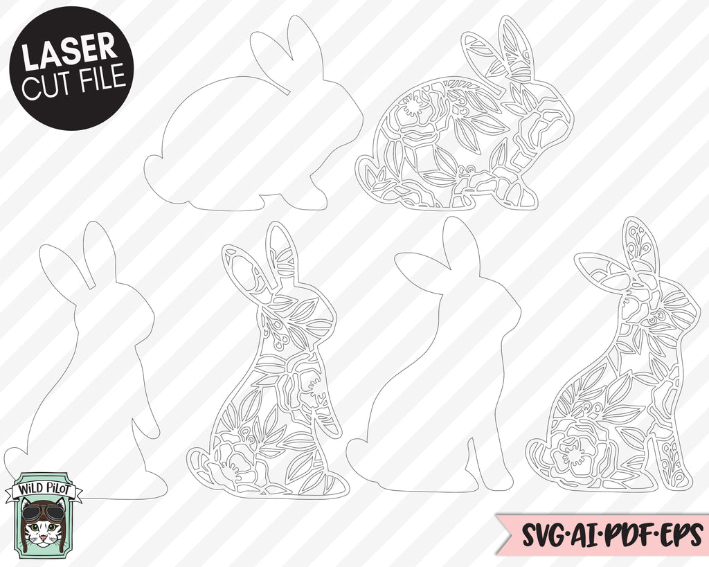 Easter Bunny LASER Cut file SVG, Floral Bunnies File, Easter Laser cut ...