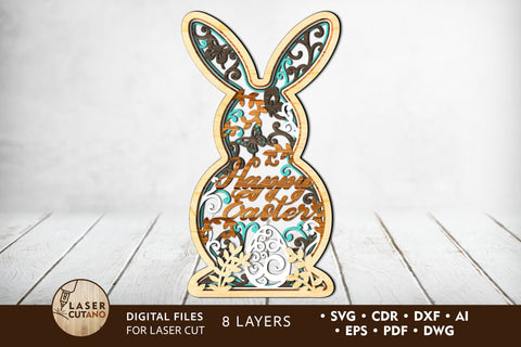Easter Bunny Multilayer Laser Cut Files, Mandala, SVG, 3D Designs SVG LaserCutano