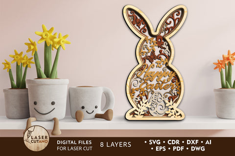 Easter Bunny Multilayer Laser Cut Files, Mandala, SVG, 3D Designs SVG LaserCutano