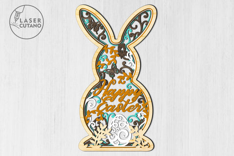 Easter Bunny Multilayer Laser Cut Files, Mandala, SVG, 3D Designs SVG LaserCutano