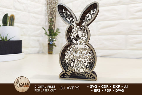 Easter Bunny Multilayer Laser Cut Files, Mandala, SVG, 3D Designs SVG LaserCutano