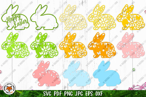 Easter Bunny SVG,3D Bunny,Easter Bunny Cut File,Flower Bunny 3D Paper Digital Craftyfox