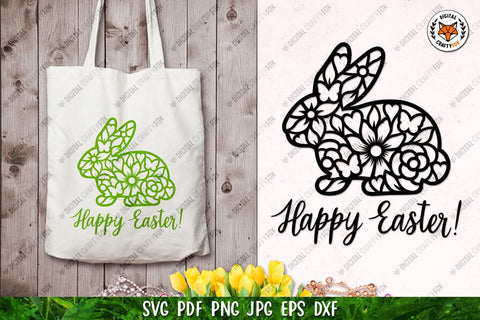 Easter Bunny SVG,3D Bunny,Easter Bunny Cut File,Flower Bunny 3D Paper Digital Craftyfox