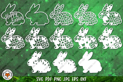 Easter Bunny SVG,3D Bunny,Easter Bunny Cut File,Flower Bunny 3D Paper Digital Craftyfox