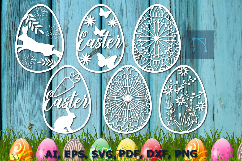 Easter egg paper cut file SVG bundle for decor - So Fontsy