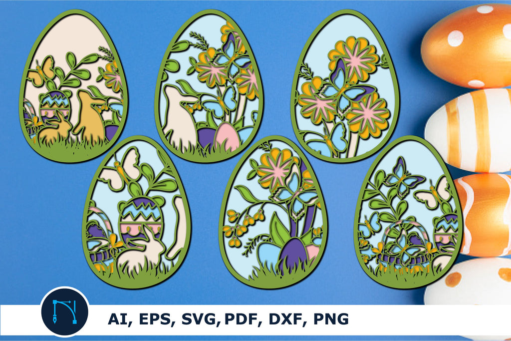 Easter egg SVG,3D layer egg bundle svg - So Fontsy