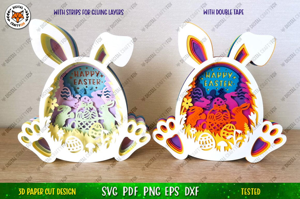 Easter Egg with Bunny Ears |3D Easter Paper Cut SVG - So Fontsy