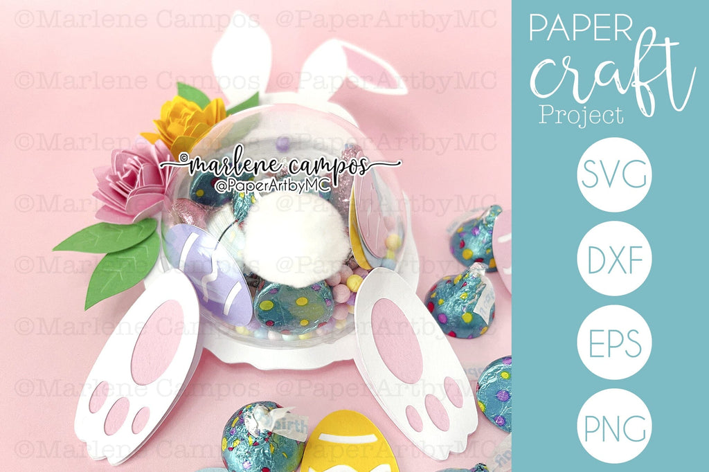 Easter SVG Candy Holder Dome | Bunny with Flowers | Cut files - So Fontsy