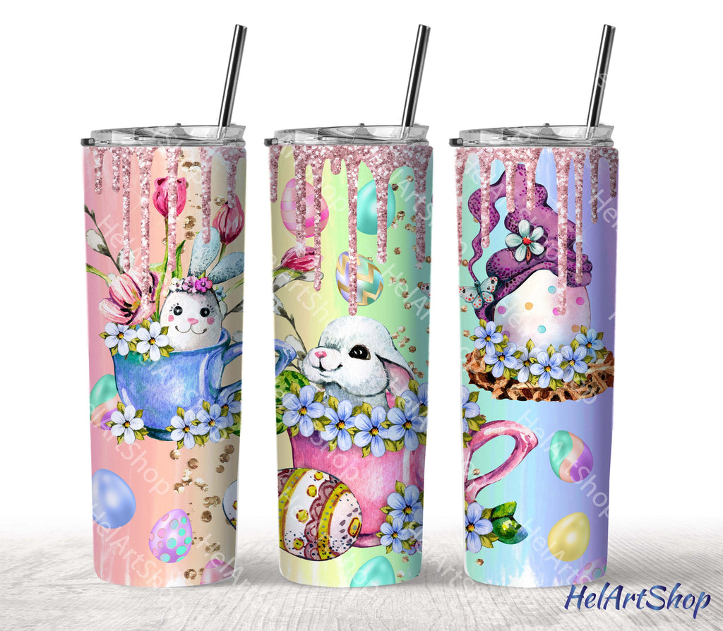 Easter Tumbler PNG Sublimation, Bunny Tumbler Png - So Fontsy