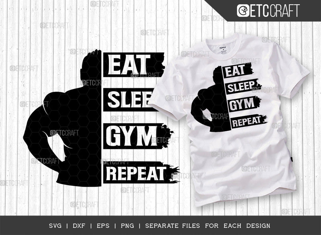 Eat Sleep GYM Repeat - Handwritten Bodybuilder Lettering Stock