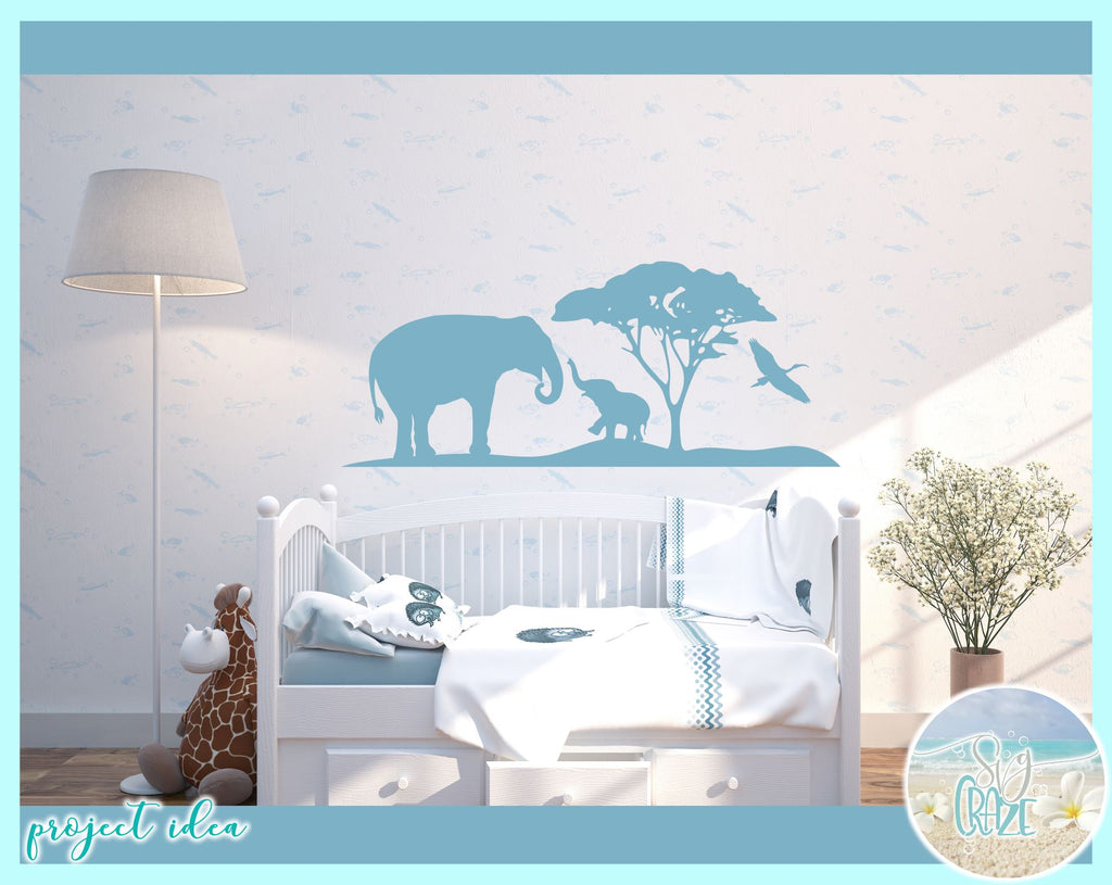 Elephants Mom & Two Babies Multilayer Mandala Wall Art