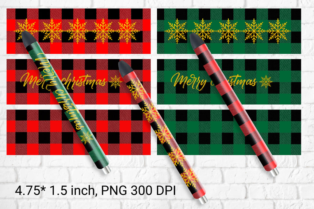 Epoxy pen wraps sublimation Christmas buffalo plaid design - So Fontsy
