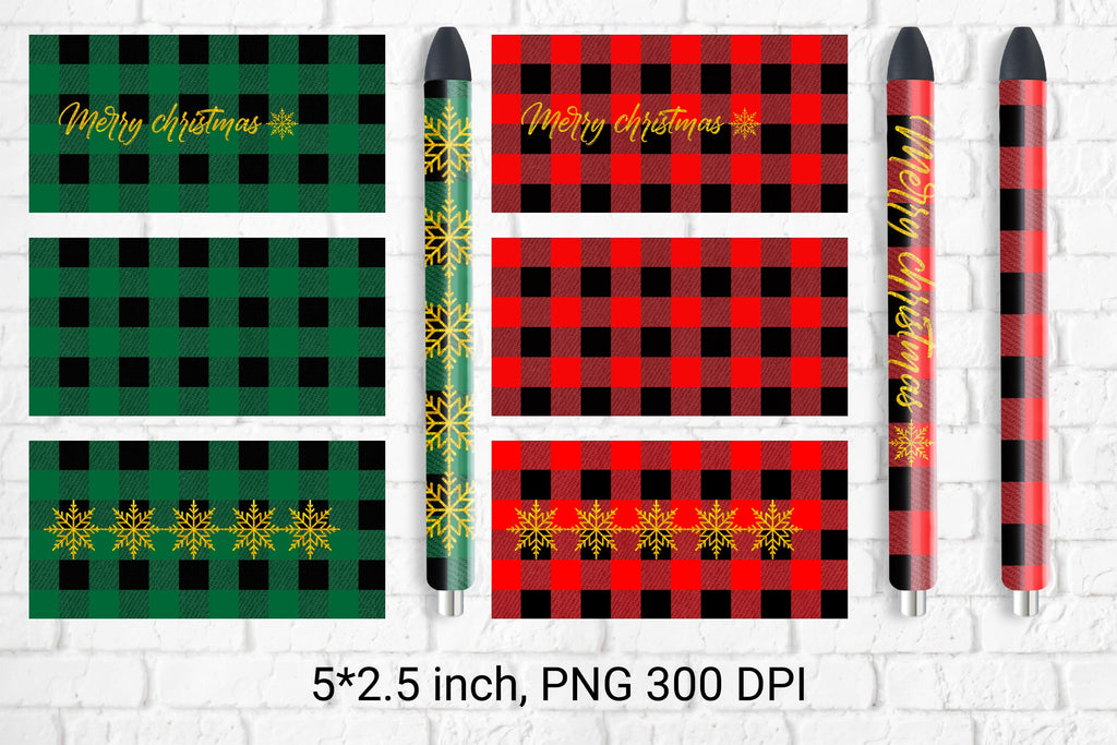 Epoxy pen wraps sublimation Christmas buffalo plaid design - So Fontsy