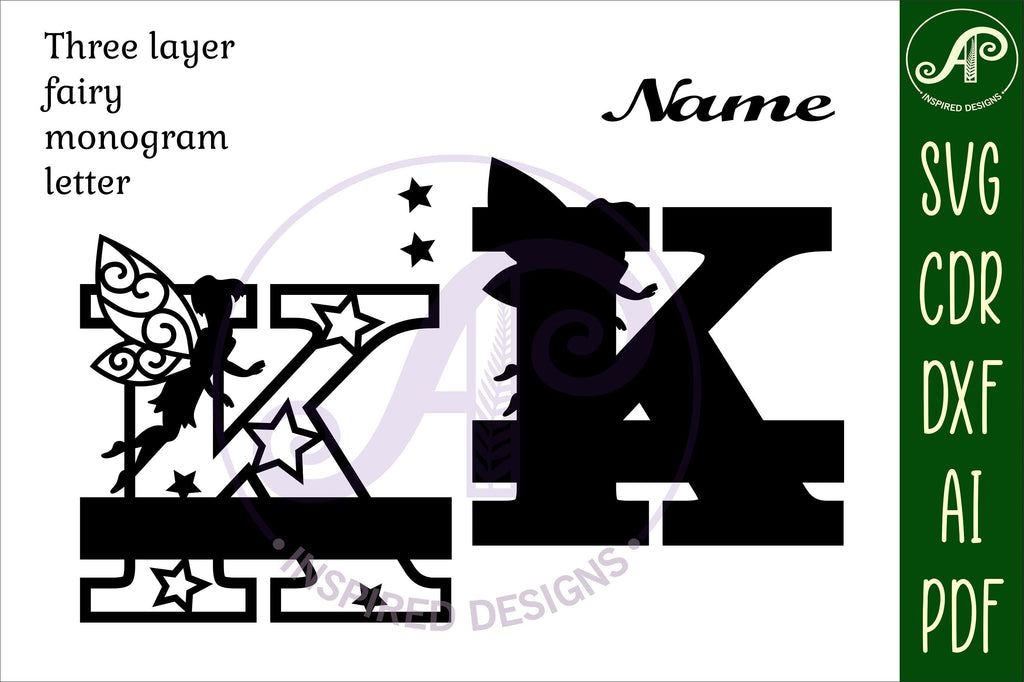 Fairy Letter K Monogram SVG Cut File - So Fontsy