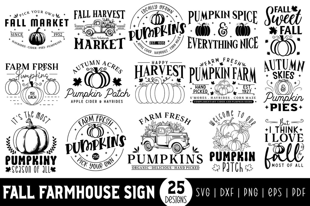 Fall Farmhouse Sign SVG Bundle - So Fontsy