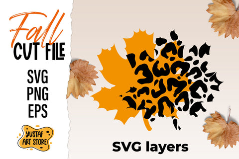 Fall leaves leopard print SVG SVG Yustaf Art Store 