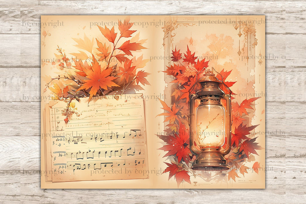 Cute Autumn Junk Journal  Kawaii Digital Paper - Inspire Uplift