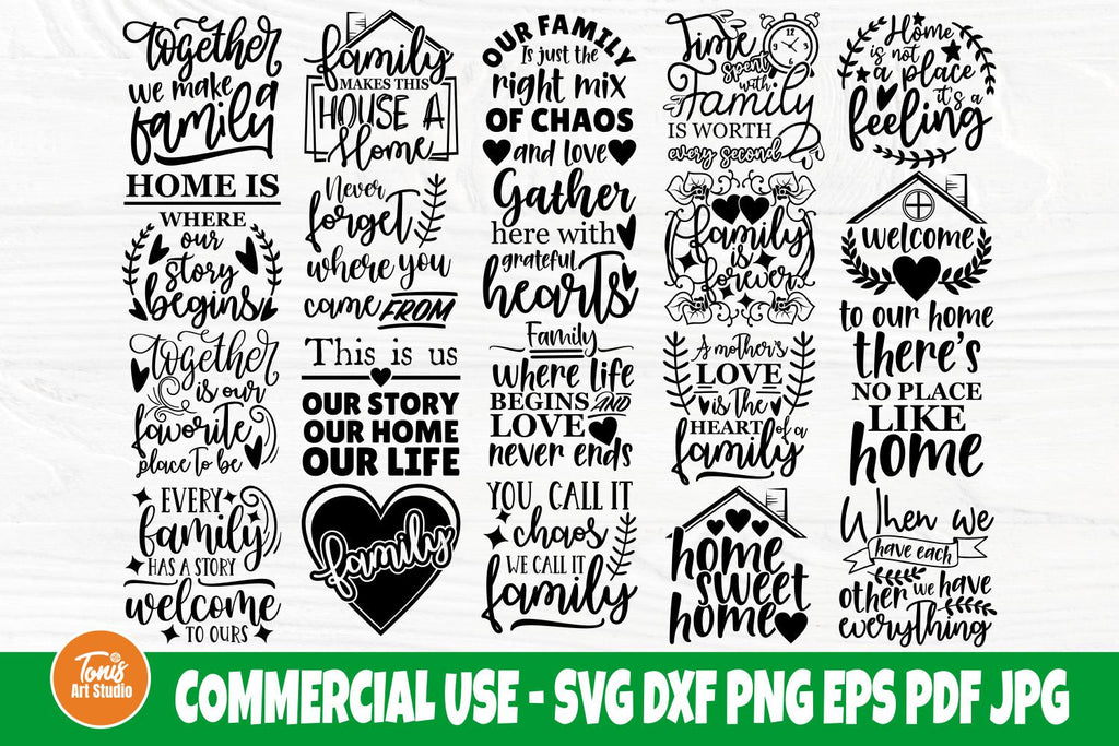 Family SVG Bundle, Farmhouse Svg, Cricut Svg Files - So Fontsy