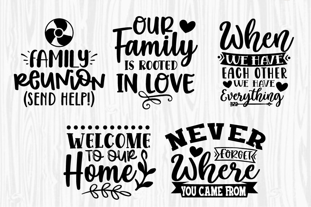 Family SVG Bundle, Home Svg, Family Quotes, Cricut Svg Files - So Fontsy