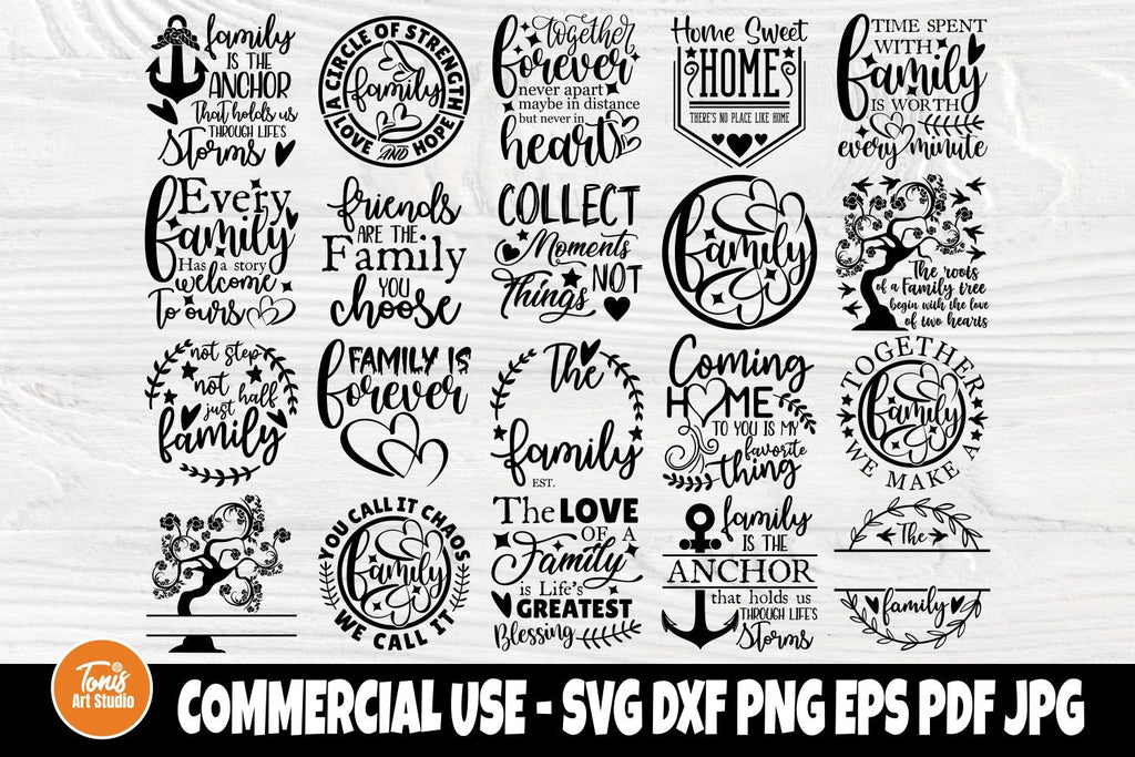Family SVG Bundle, Home Svg, Family Quotes, Cricut Svg Files - So Fontsy