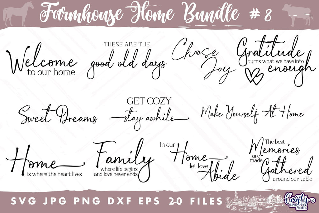 Farmhouse Bundle Svg, Home Sign Svg, Farmhouse Sign Bundle 8 - So Fontsy