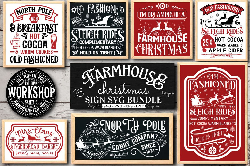 Farmhouse Christmas Sign Svg Bundle - So Fontsy