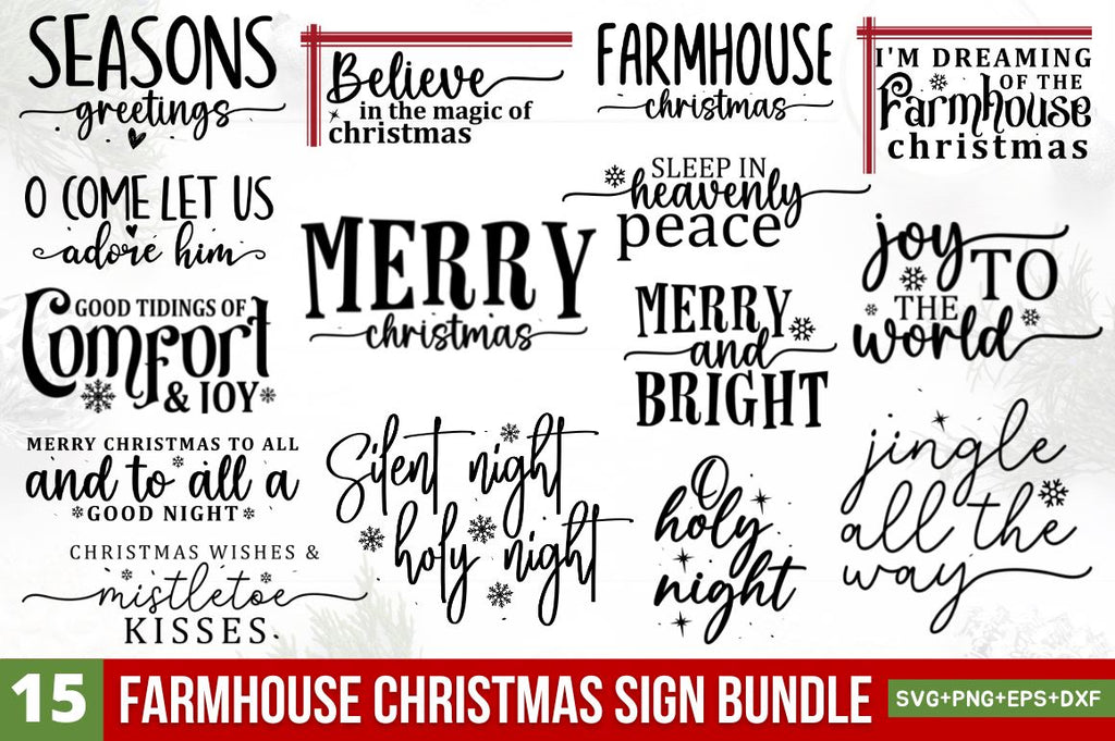 Farmhouse Christmas Sign Svg Bundle - So Fontsy