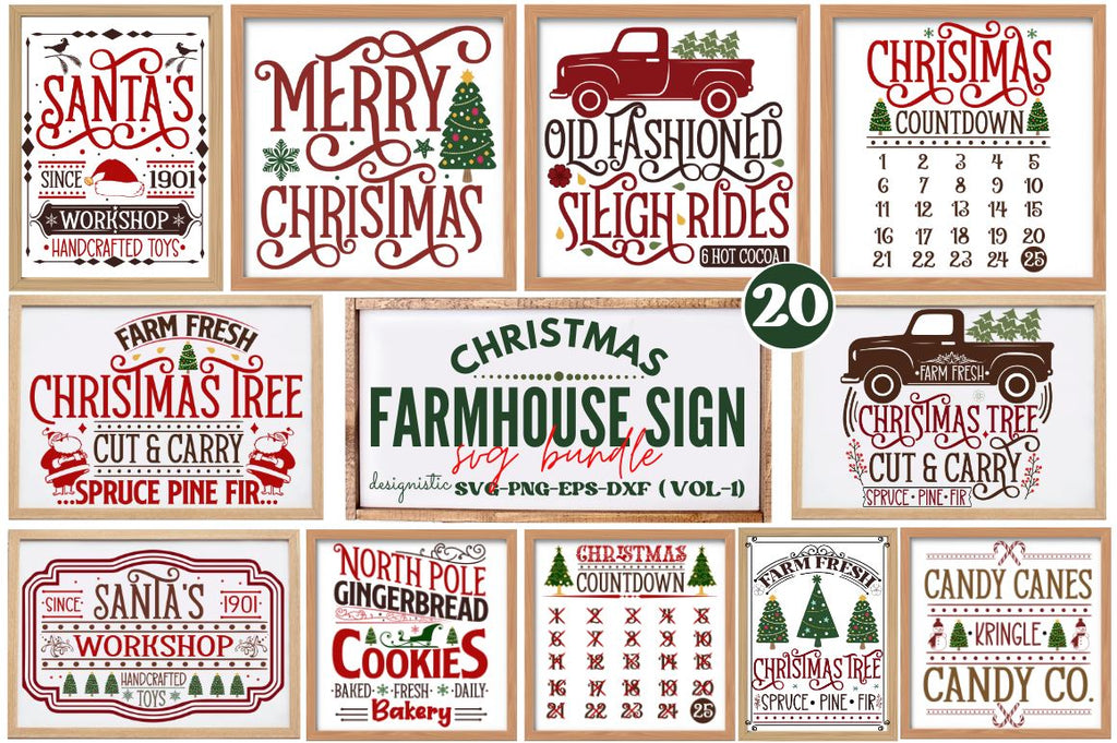 Farmhouse Christmas Svg Bundle, Christmas Sign Svg Bundle - So Fontsy