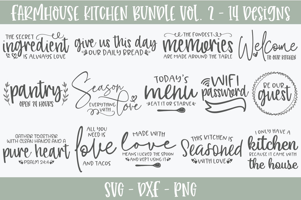 Farmhouse Kitchen Bundle Vol. 2 - 14 Designs - So Fontsy