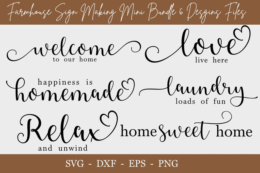 Farmhouse Sign Mini Bundle 6 Designs svg Files, svg cut file - So Fontsy