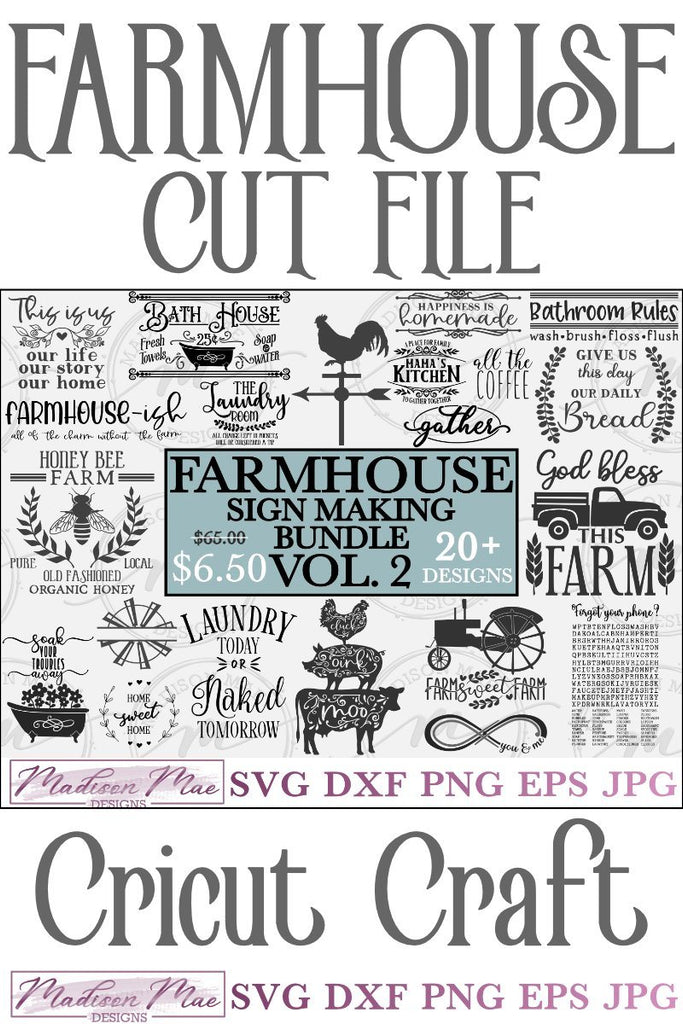 Farmhouse SVG Bundle Vol 2 - Farmhouse Sign Making Bundle - So Fontsy