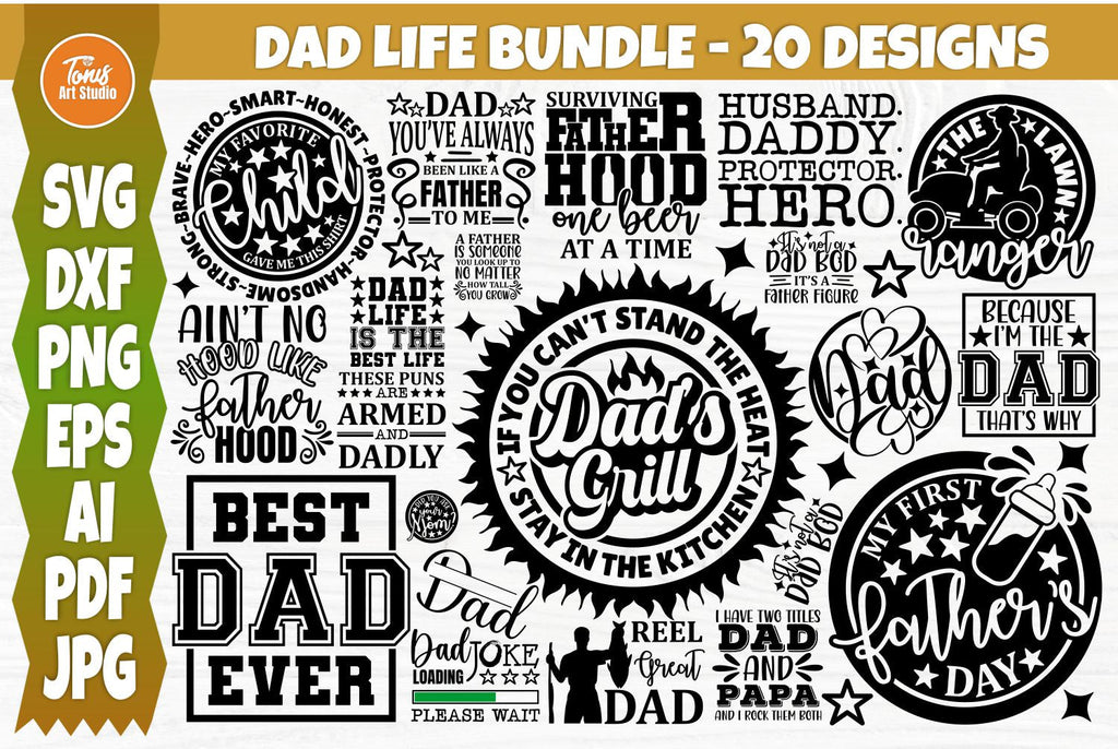 Father's Day Bundle of 20 | Dad SVG Bundle | Dad Cut Files - So Fontsy