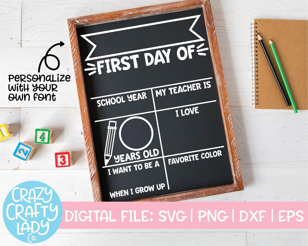 First Day of School Board | School Sign SVG Cut File - So Fontsy