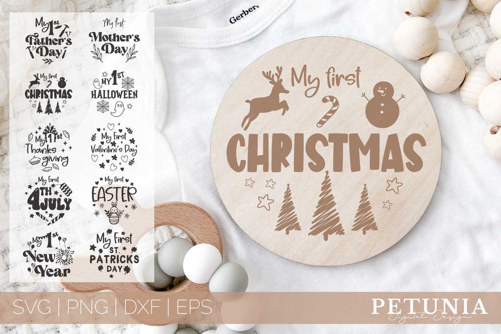 First Holidays Milestones SVG | Baby Milestone SVG - So Fontsy