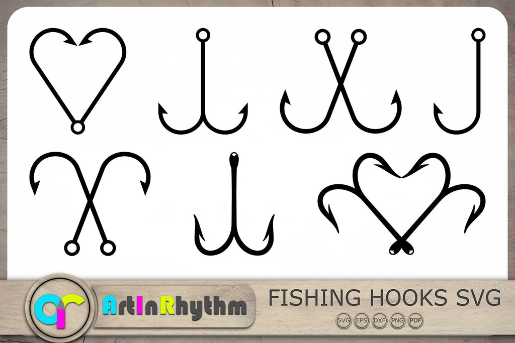 Fish Hook Svg Bundle, Fish Hooks Svg, Fish Svg, Fishing Svg, Hooks