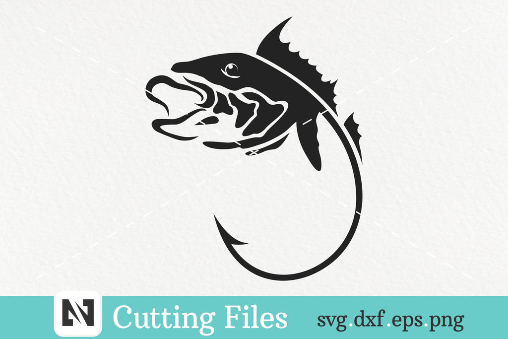 fish and hook svg Fish Hook Svg, Fishing Svg, Fishing Hook Svg, Tuna Svg