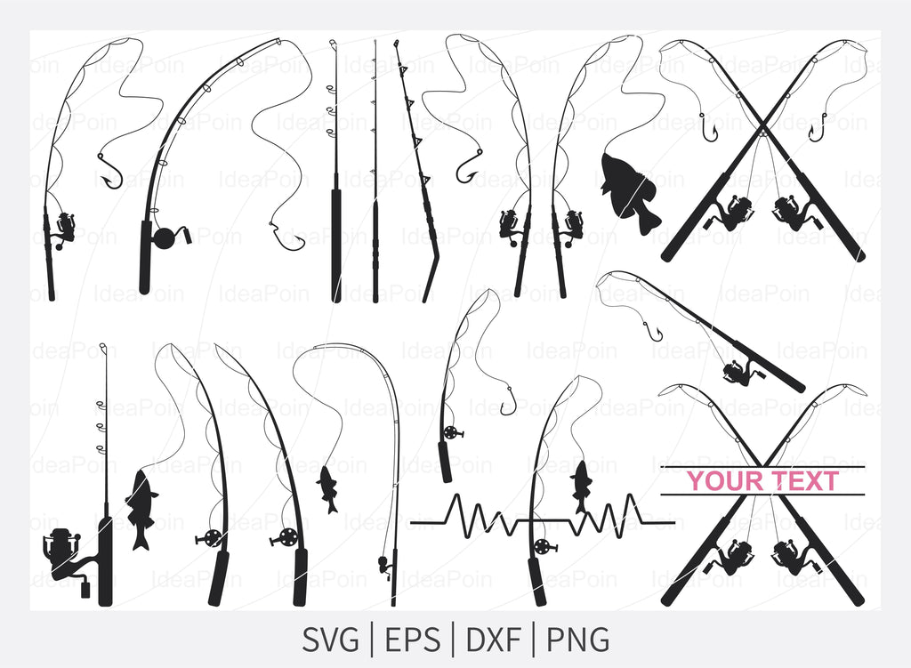 Fishing Rod Silhouette SVG, Fishing Rod Svg, Fishing rod clipart, Fishing Pole Svg, Fishing Hook Svg, fishing cricut, Png, SVG, EPS,Dxf