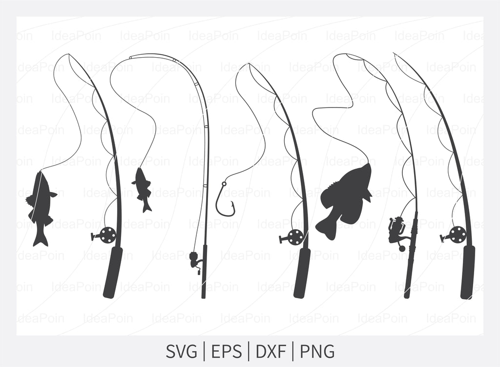 Fishing Rod Silhouette SVG, Fishing Rod Svg, Fishing rod clipart, Fishing Pole Svg, Fishing Hook Svg, fishing cricut, Png, SVG, EPS,Dxf