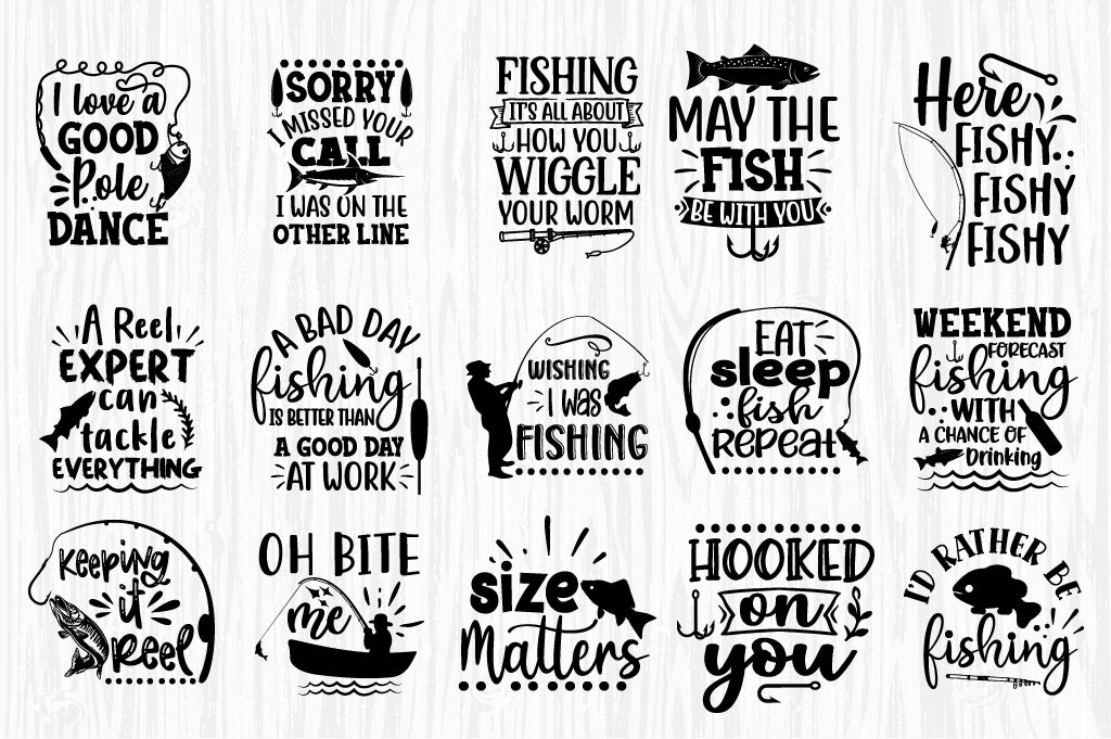 Fishing SVG Bundle, fish svg, bass svg, fish hook svg, lake - So