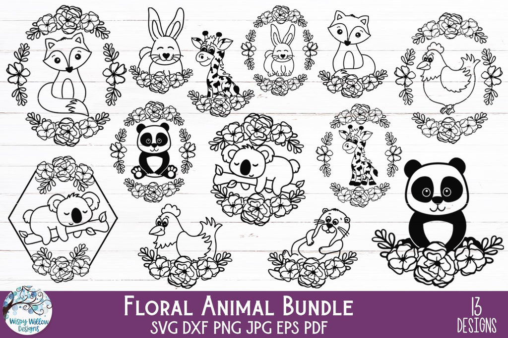 Floral Animal SVG Bundle - So Fontsy
