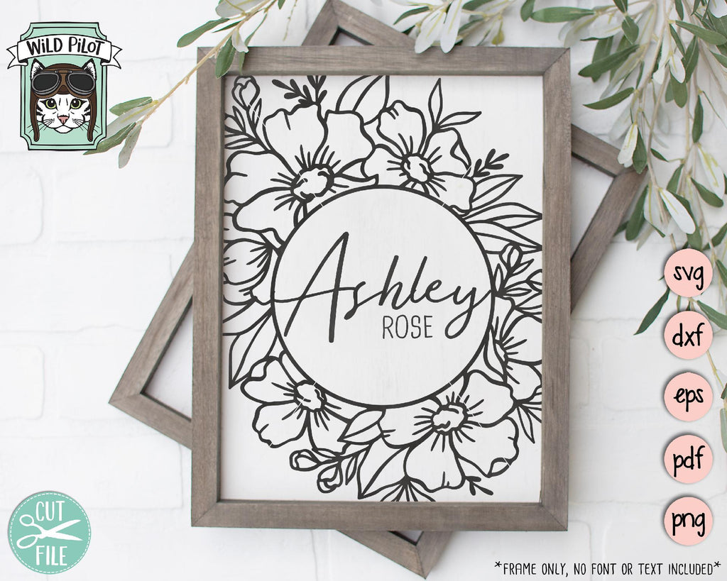 Circle Flower Monogram Frame SVG Cut File - So Fontsy