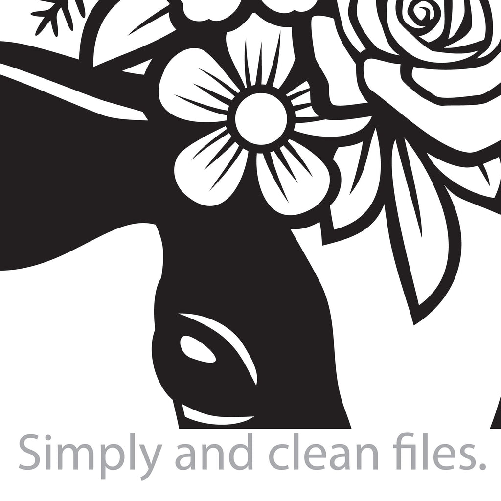 Floral cow head with flowers. Cut files for Cricut. Clip Art (eps, svg ...