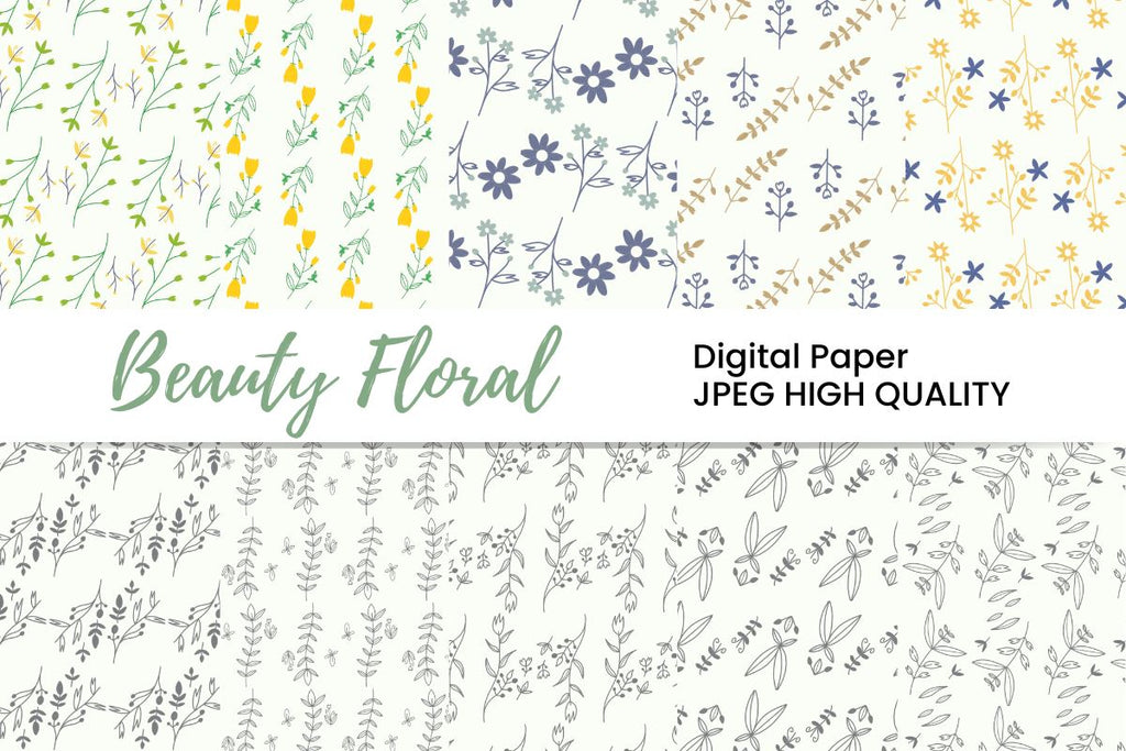 Floral Digital Paper Bundle - So Fontsy