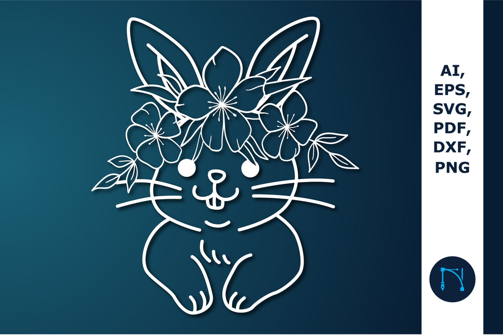 Floral Easter bunny cut SVG for Cricut - So Fontsy