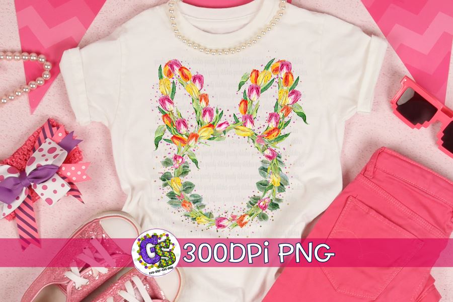 Floral Easter Bunny Rabbit PNG for Sublimation - So Fontsy