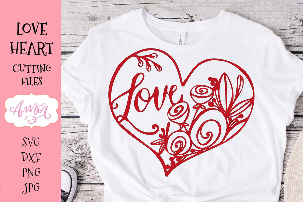 Floral heart svg, valentine love svg - So Fontsy