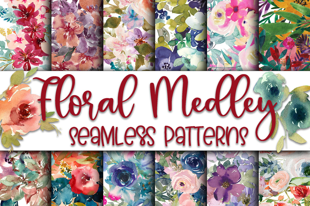 Floral Medley Digital Paper - SEAMLESS Patterns - So Fontsy