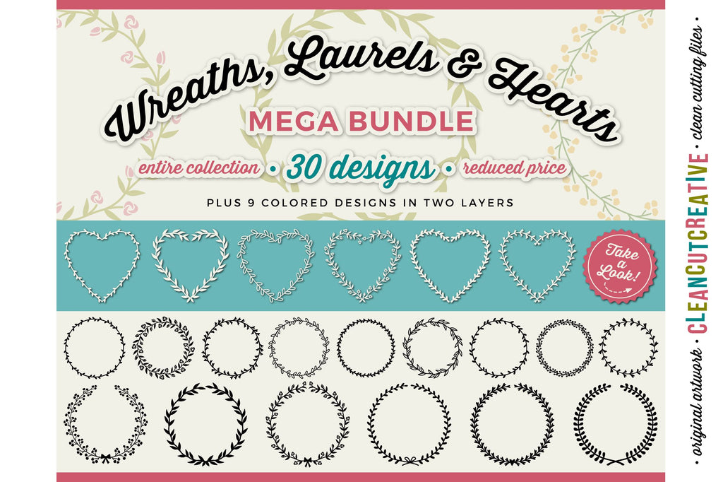 8 svg heart wreath frames - clean cutting files By