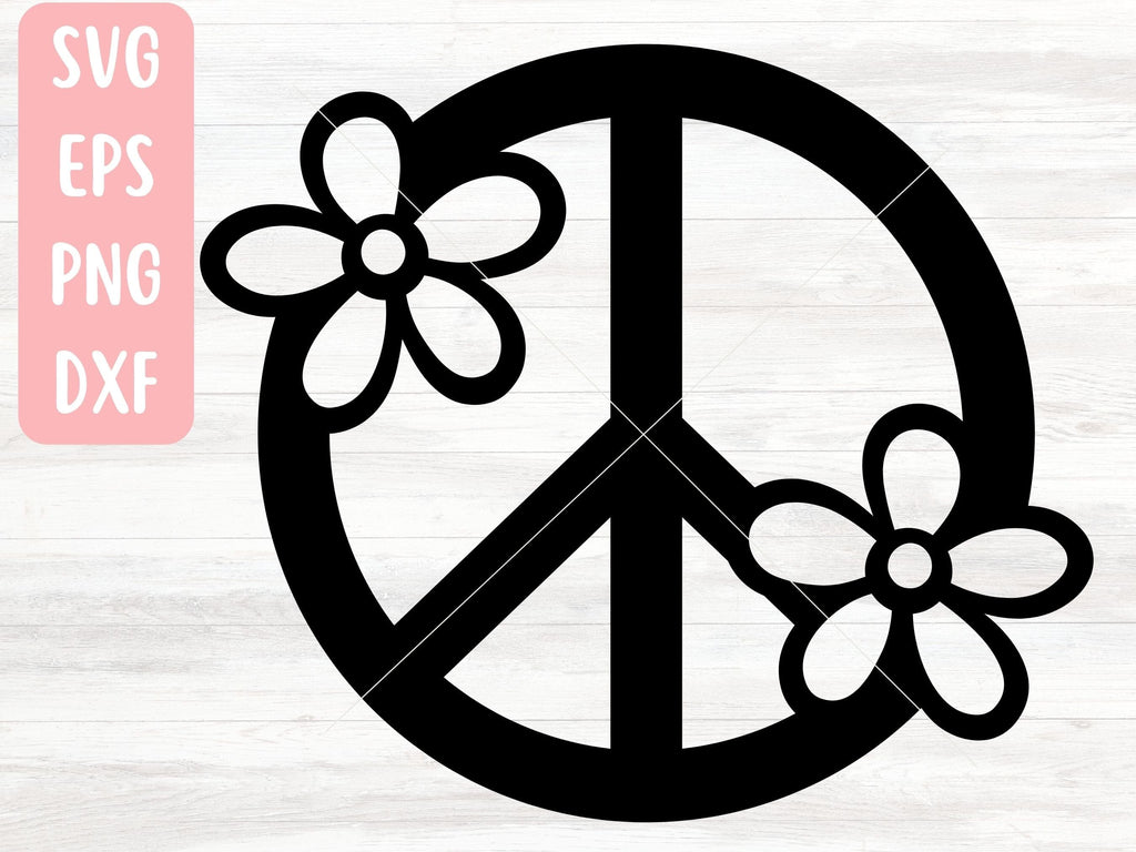 Floral Peace Sign Svg File For Cricut Or Silhouette Hippie Svg Vector Digital Download So Fontsy 